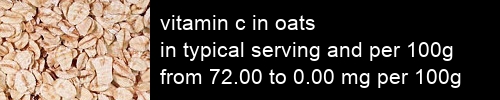 vitamin c in oats information and values per serving and 100g
